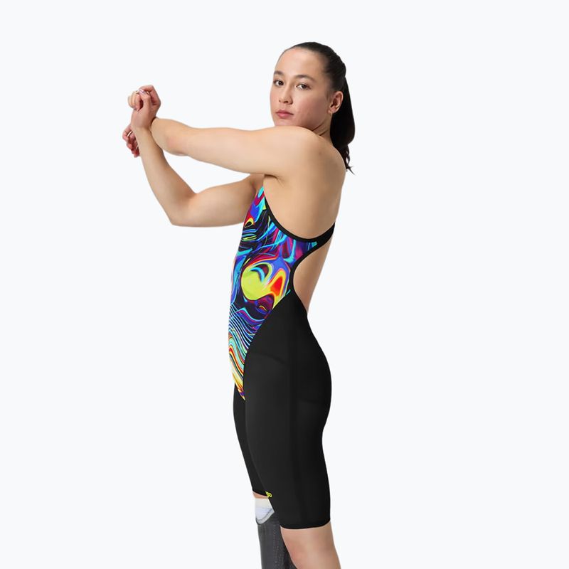 Дамски цял бански костюм Speedo Fastskin LZR Pure Valor 2.0 Openback Kneeskin black/molten blur 4