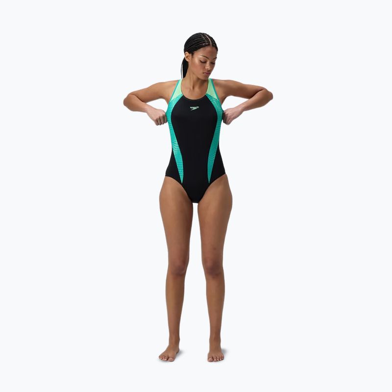 Дамски цял костюм за плуване Speedo Placement Laneback turquoise gem 2