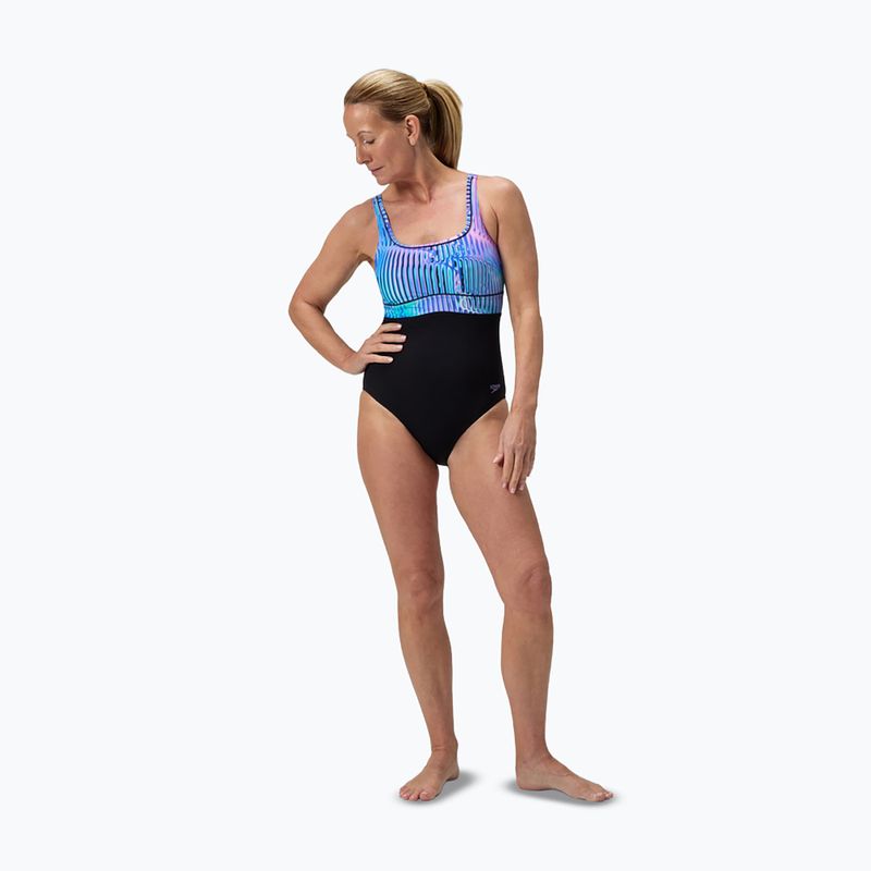 Дамски цял бански костюм Speedo Shaping Contour Eclipse Printed indigo glow 2