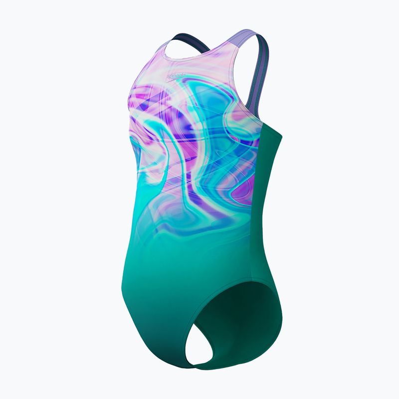 Детски цял бански костюм Speedo Printed Pulseback turquoise gem 3