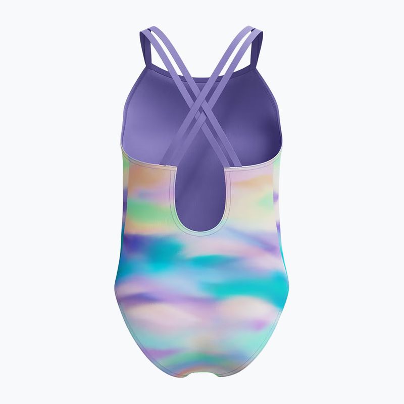 Детски цял бански костюм Speedo Printed Twinstrap purple fog 2