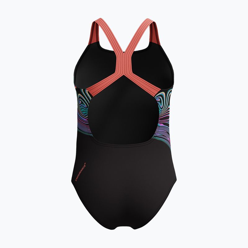 Детски цял бански костюм Speedo Digital Placement Powerback neon coral 2