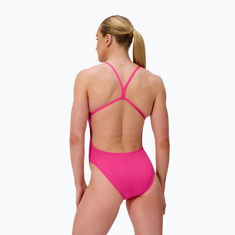 Дамски цял бански костюм Speedo FL Solid V-Back flare pink 2