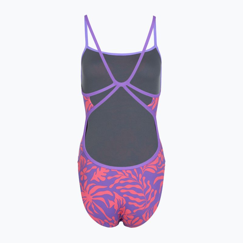 Дамски цял бански костюм Speedo FL Printed Web Back coral cluster/indigo glow 2