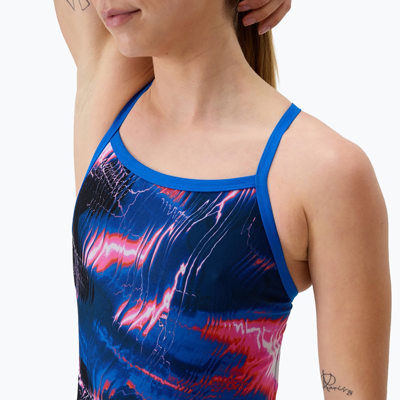 Дамски цял бански костюм Speedo FL Printed Turnback electro static/lagoon blue 4