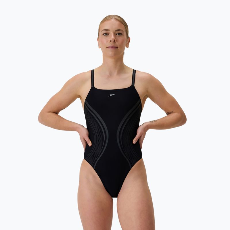 Дамски цял бански костюм Speedo Printed Active Back black