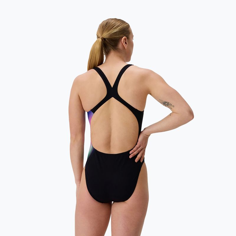 Цял бански костюм Speedo Placement Printed Powerback blurry glass/black 2