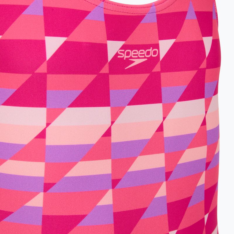 Детски цял бански костюм Speedo Digital Placement Splashback pink/glassy pink 3