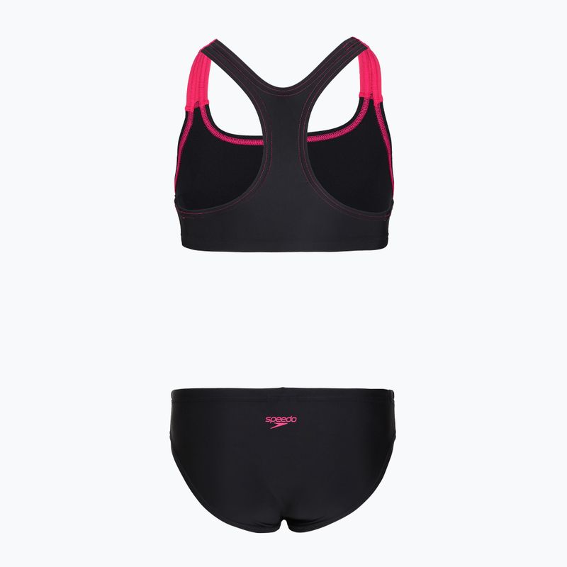 Детски бански костюм от две части Speedo Medley Logo Racerback 2pc anthracite/pink 2