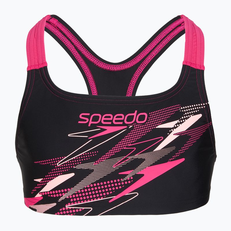 Детски бански костюм от две части Speedo Medley Logo Racerback 2pc anthracite/pink 3