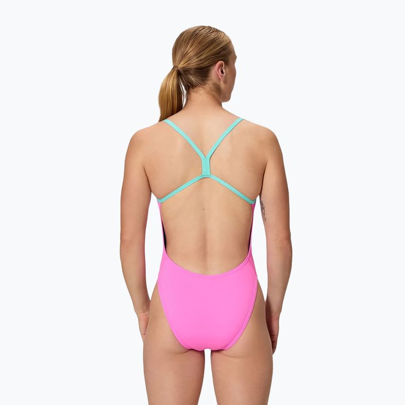 Дамски цял бански костюм Speedo FL Solid V-Back 2.0 neon flamingo 2