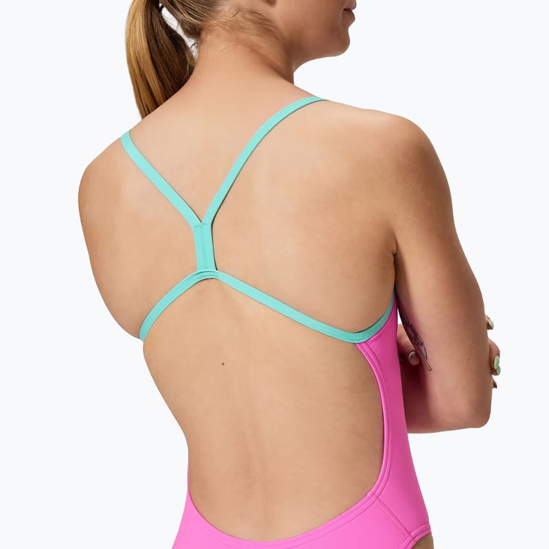 Дамски цял бански костюм Speedo FL Solid V-Back 2.0 neon flamingo 4