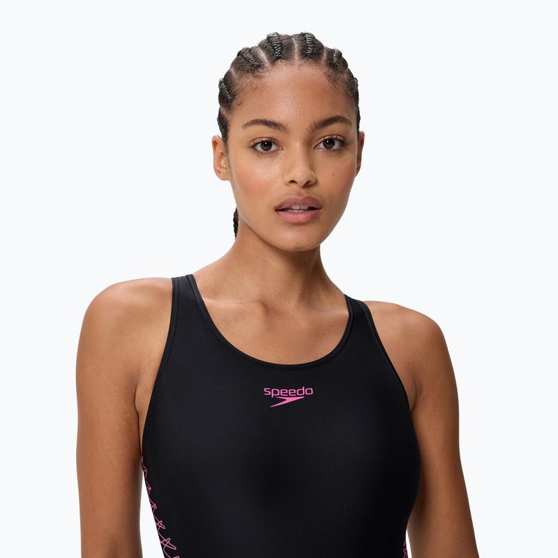 Дамски цял костюм за плуване Speedo Placement Muscleback anthracite/clover 4