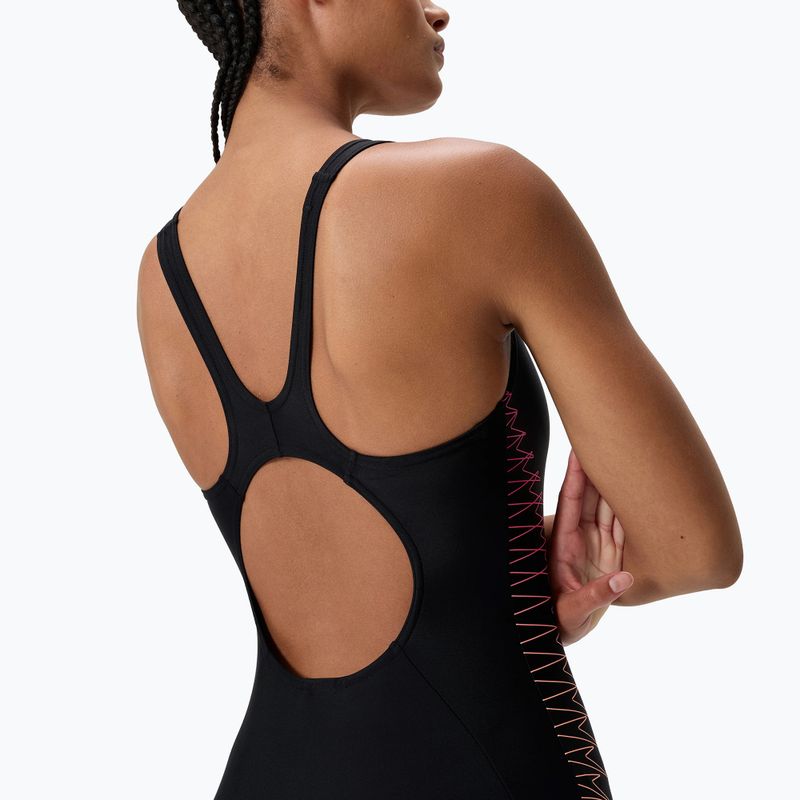 Дамски цял костюм за плуване Speedo Placement Muscleback anthracite/clover 5