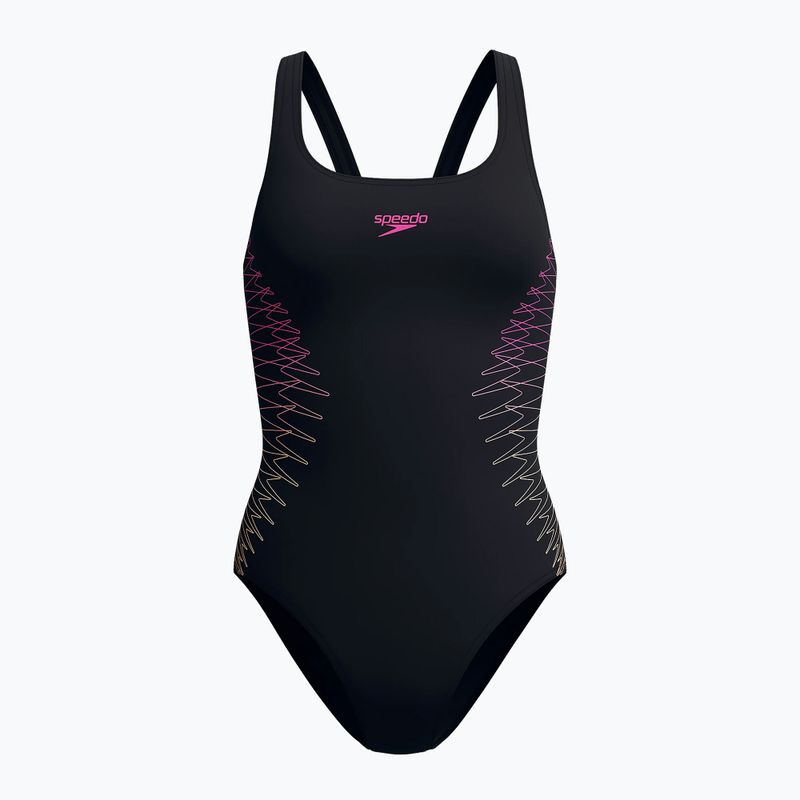 Дамски цял костюм за плуване Speedo Placement Muscleback anthracite/clover 6
