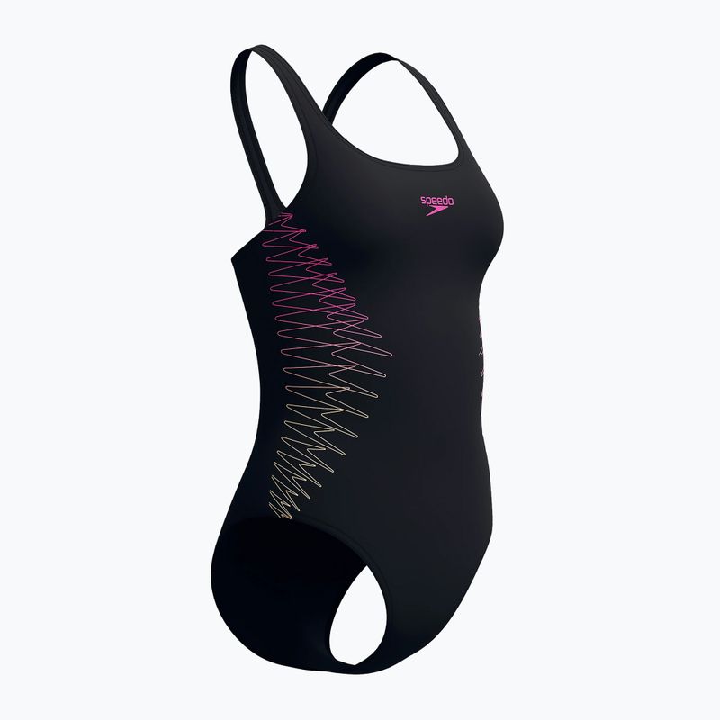 Дамски цял костюм за плуване Speedo Placement Muscleback anthracite/clover 7