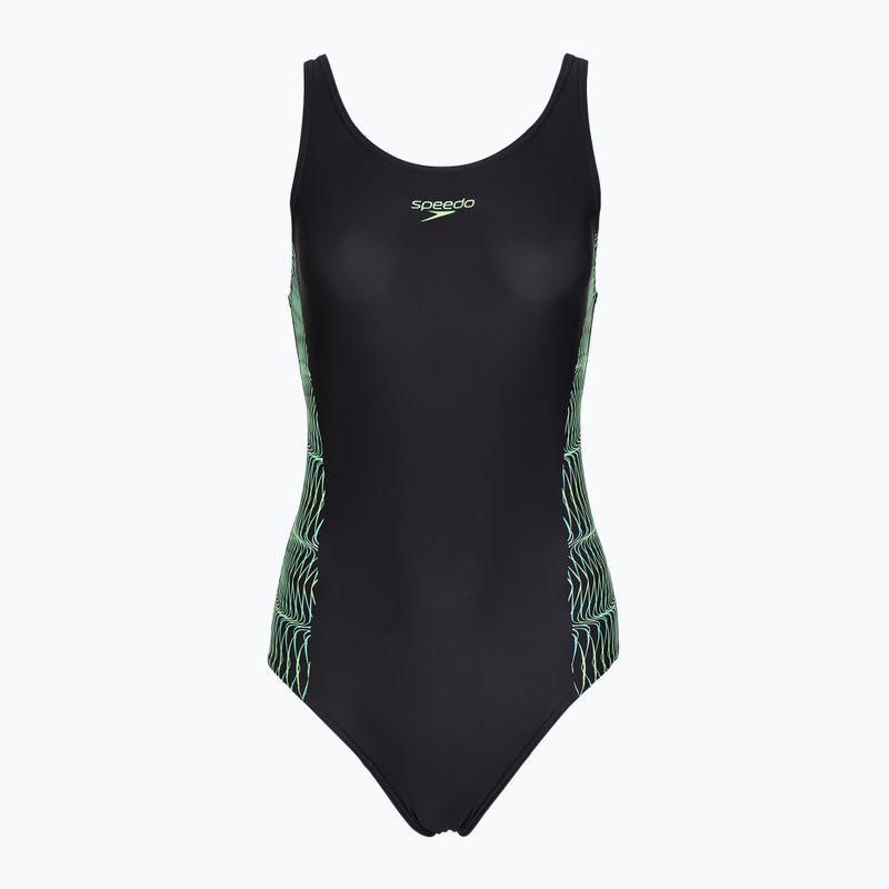 Дамски цял костюм за плуване Speedo Placement Muscleback anthracite/clover 6
