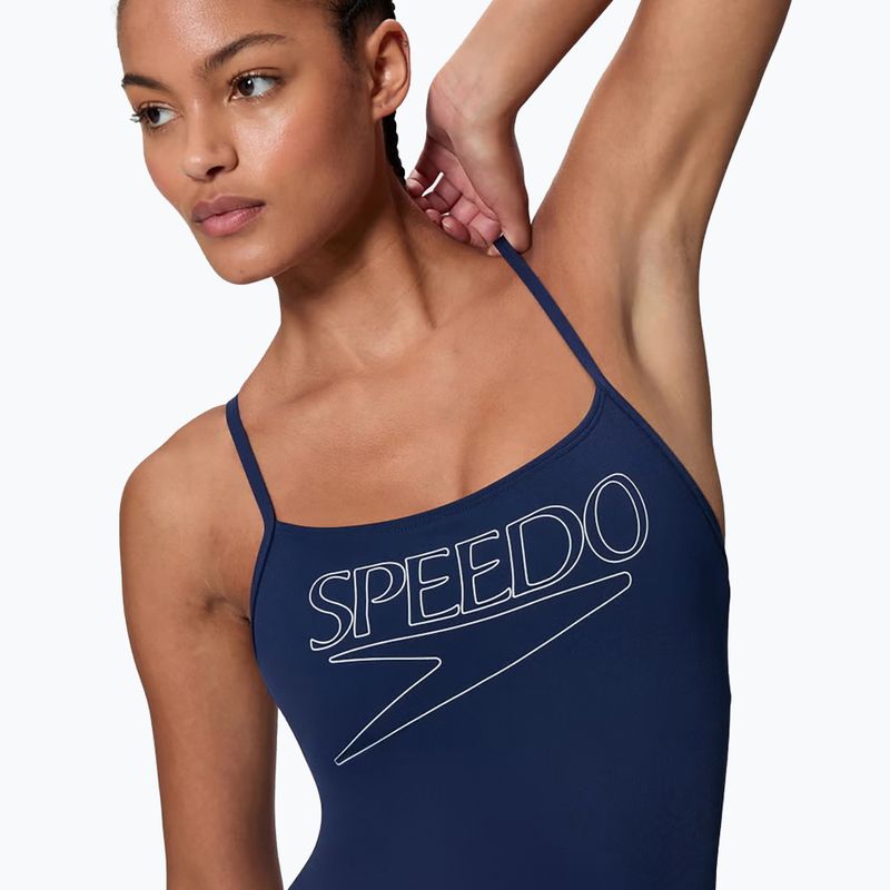 Дамски цял бански костюм Speedo Endurance+ Logo Thin Strap peacoat 4