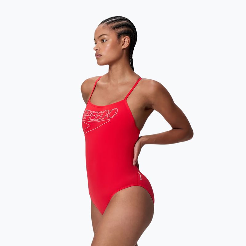 Дамски цял бански костюм Speedo Endurance+ Logo Thin Strap high risk red 3