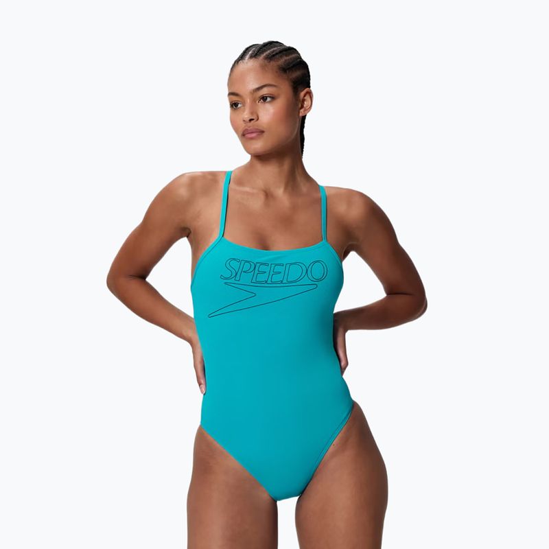 Дамски цял бански костюм Speedo Endurance+ Logo Thin Strap mayan blue