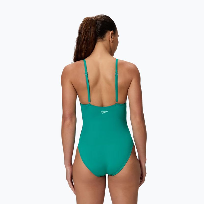 Дамски цял бански костюм Speedo Solid V-Neck peacock teal 2