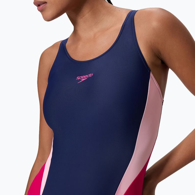 Дамски цял костюм за плуване Speedo Colourblock 2.0 peacoat/pink 4