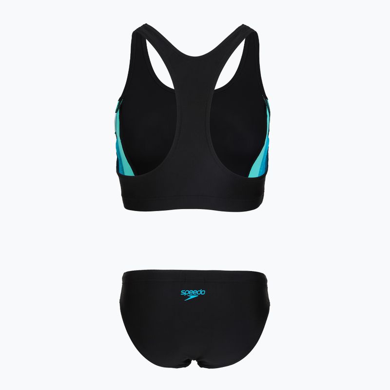 Дамски цял костюм за плуване Speedo Colourblock Splice 2.0 anthracite/mayanblue 2