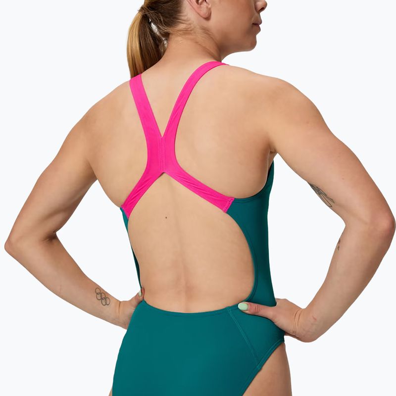 Дамски цял бански костюм Speedo Solid Powerback peacock 4
