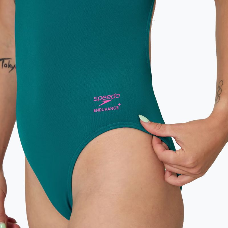 Дамски цял бански костюм Speedo Solid Powerback peacock 5