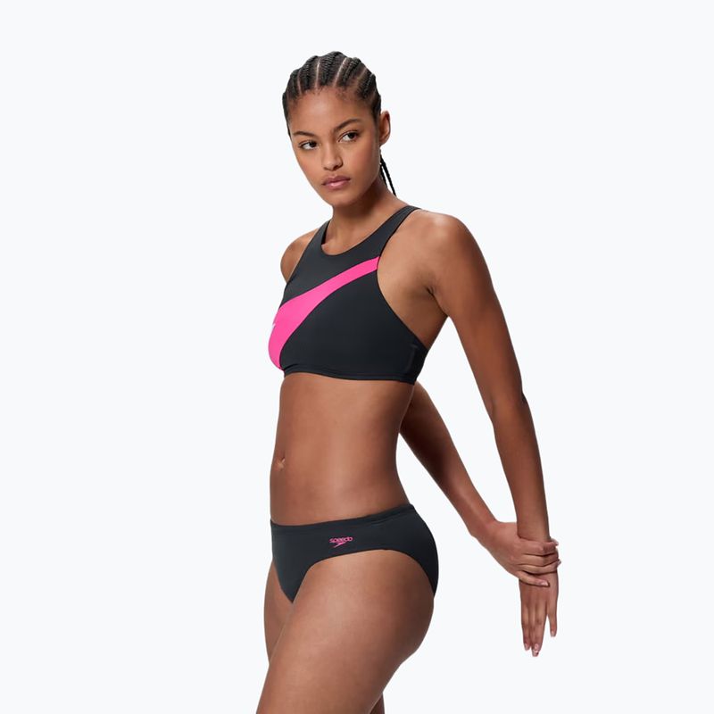 Дамски бански костюм от две части Speedo Hyperboom Butterfly Back anthracite/margarita pink 3