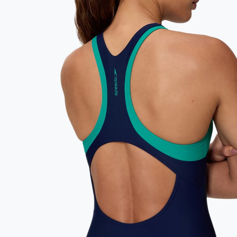 Дамски цял бански костюм Speedo Colorblock Racerback peacoat/peacock teal 4