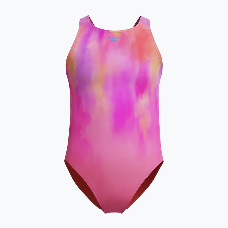 Детски цял бански костюм Speedo Print Pulseback розов/неонов виолетов 4