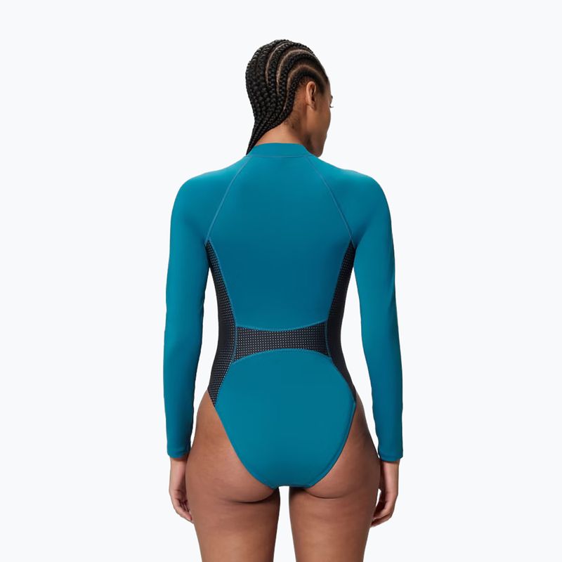 Дамски цял бански костюм Speedo Scuba Flex Zip border blue/black 2