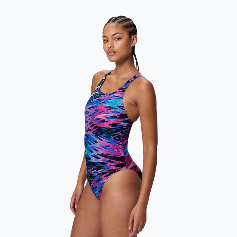 Дамски цял бански костюм Speedo Hyperboom Print Medalist anthracite 3