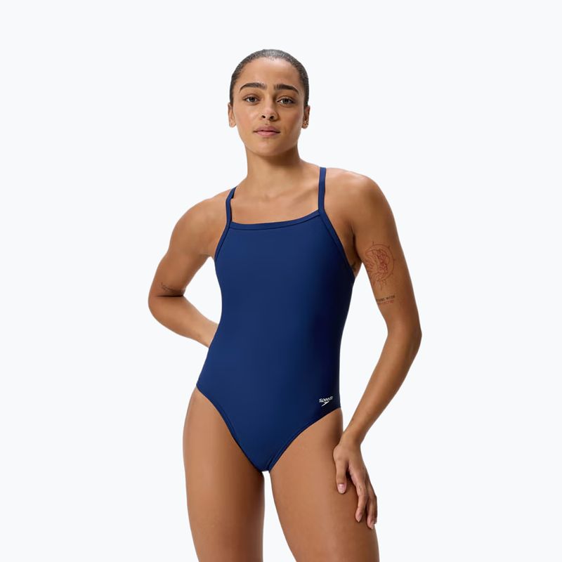 Дамски цял бански костюм Speedo Solid EnduraSoft Turnback team navy