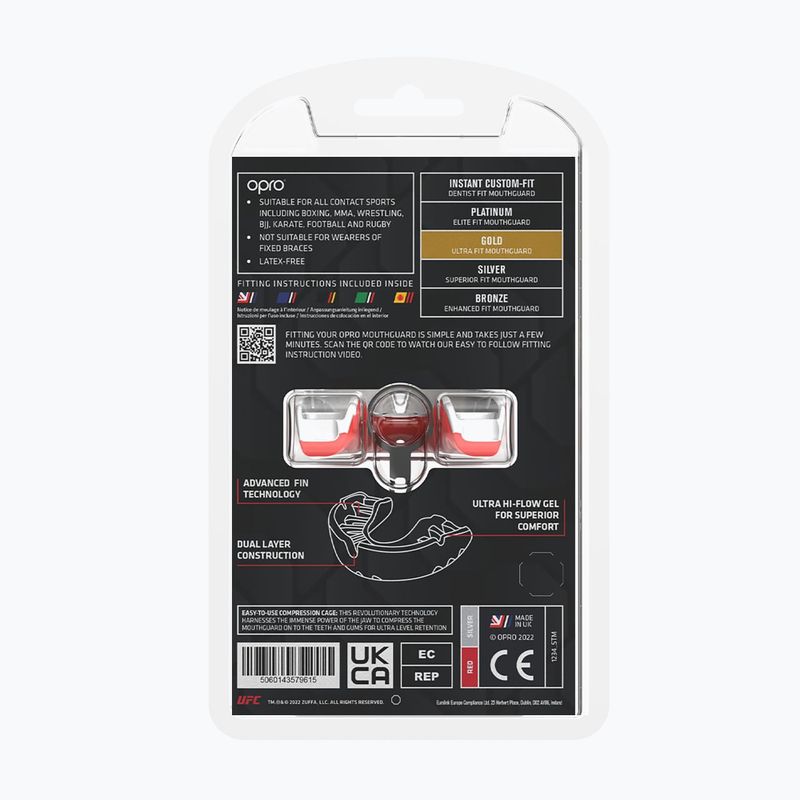 Протектор за челюст Opro UFC Gold GEN2 red/silver/gold 3