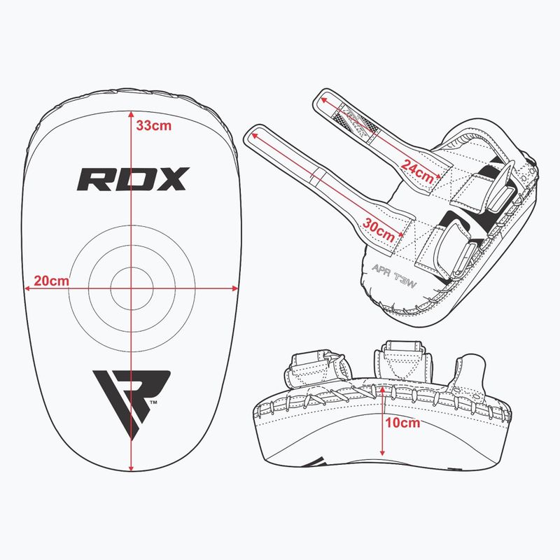 RDX T3 Muay Thai Training Shield Kick Pads бяло/черно 6