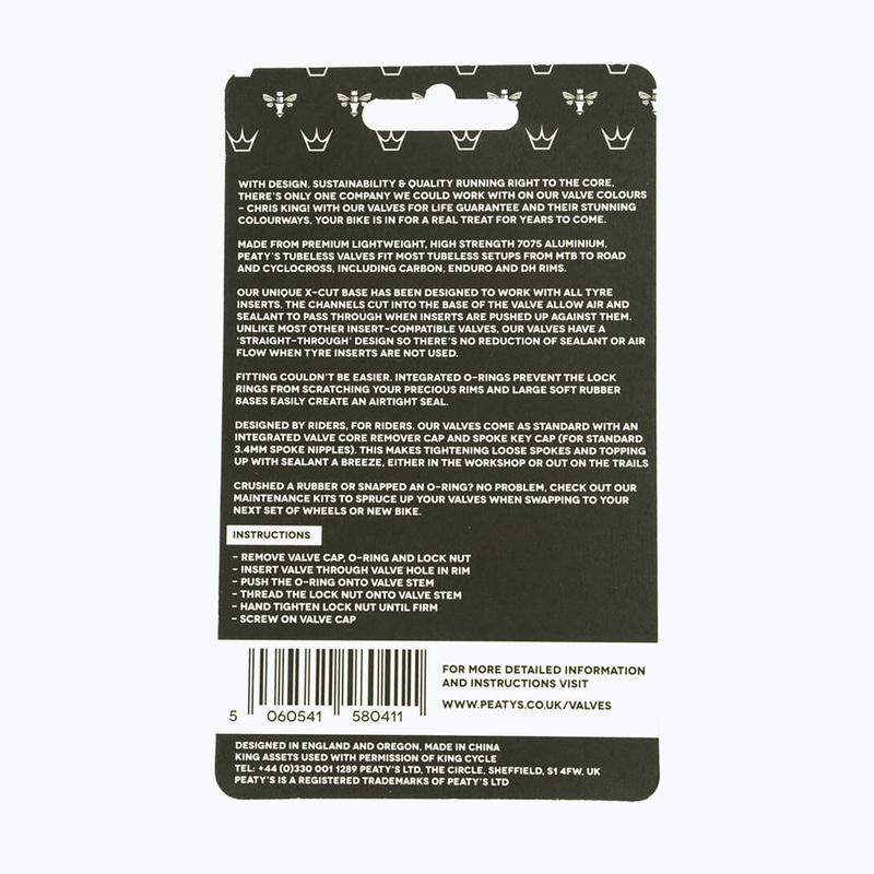 Wentyle Peaty'S X Chris King Mk2 безкамерни вентили PTV2-42-BLK-12 83770 3