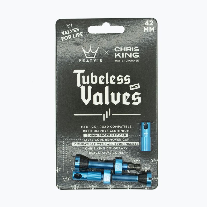 Peaty's X Chris King Mk2 Presta безкамерни вентили PTV2-42-TRQ-12 тюркоаз 83779 2
