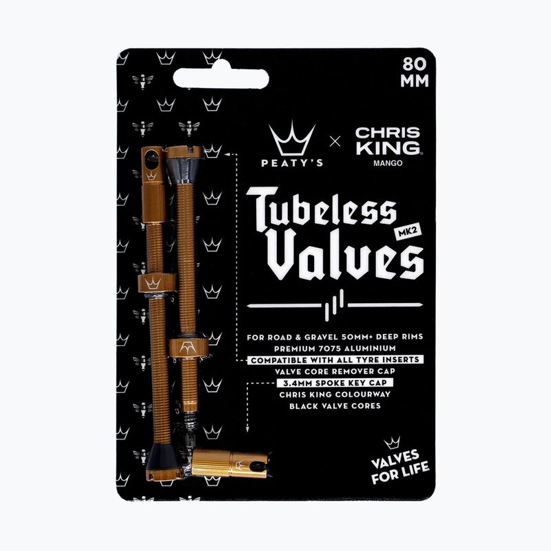 Комплект вентили presta Peaty's X Chris King MK2 Tubeless Valves 80 mm mango 2