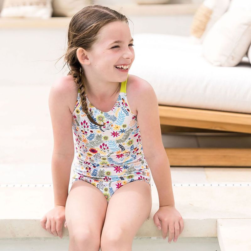 Детски бански костюм от една част Splash About Jungle Paradise lime 8