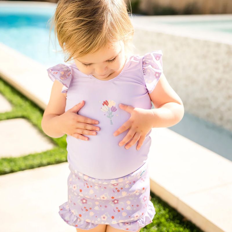 Детски бански от една част с пелена Splash About Happy Nappy Frills ягодово поле 4