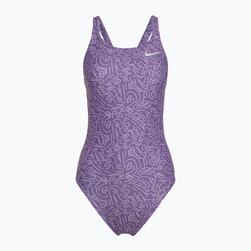 Дамски бански костюм от една част Nike Hydrastrong Multi Print Fastback space purple