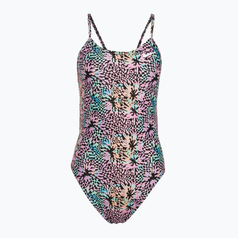 Дамски бански костюм от една част Nike Hydrastrong Multi Print pink bloom