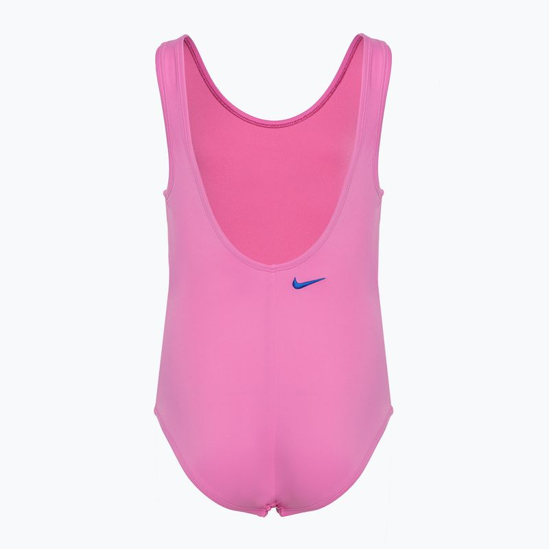 Детски бански костюм от една част Nike Multi Logo U-Back, игрив, розов 2