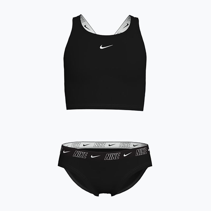 Детски бански от две части Nike Logo Tape Crossback Midkini черен