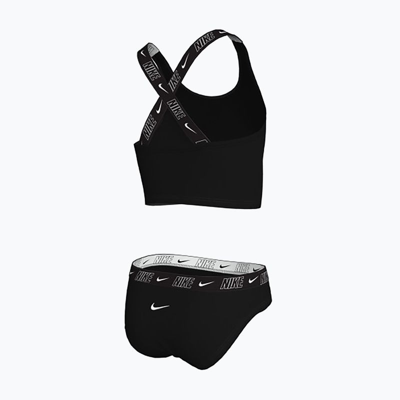 Детски бански от две части Nike Logo Tape Crossback Midkini черен 2
