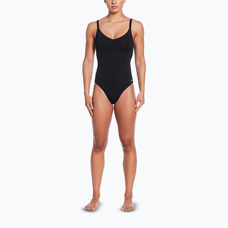 Дамски бански костюм от една част Nike Essential V-Neck black 2