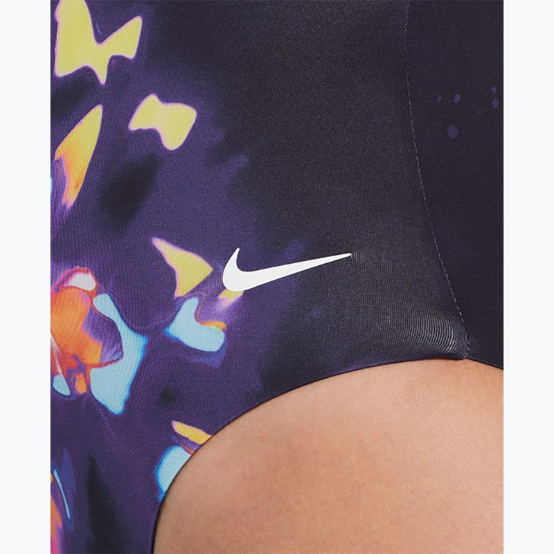 Nike Floral Blur V-Neck дамски бански от една част черен 4