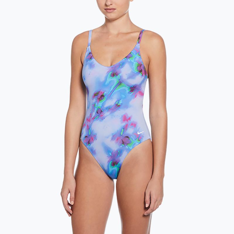 Дамски бански от една част Nike Floral Blur V-Neck hydrangeas